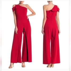 MARINA NORDSTROM One Shoulder Red Jumpsuit 12